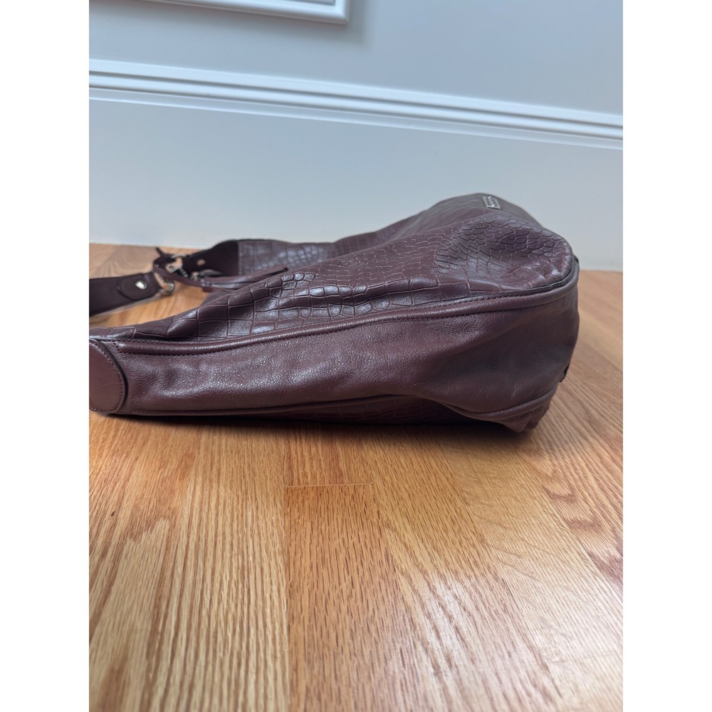 Coach F26122 Brown Croc Embossed Leather Hobo Shoulder Bag Tassel EUC - Picture 6 of 16